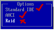 Hard disk drive SATA BIOS settings