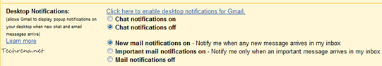 Gmail desktop notifications settings