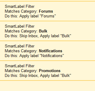 Gmail Smart Labels in filters