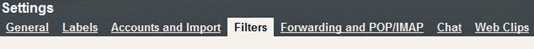 Filters tab in Gmail