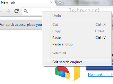 Google Chrome Edit Search Engines