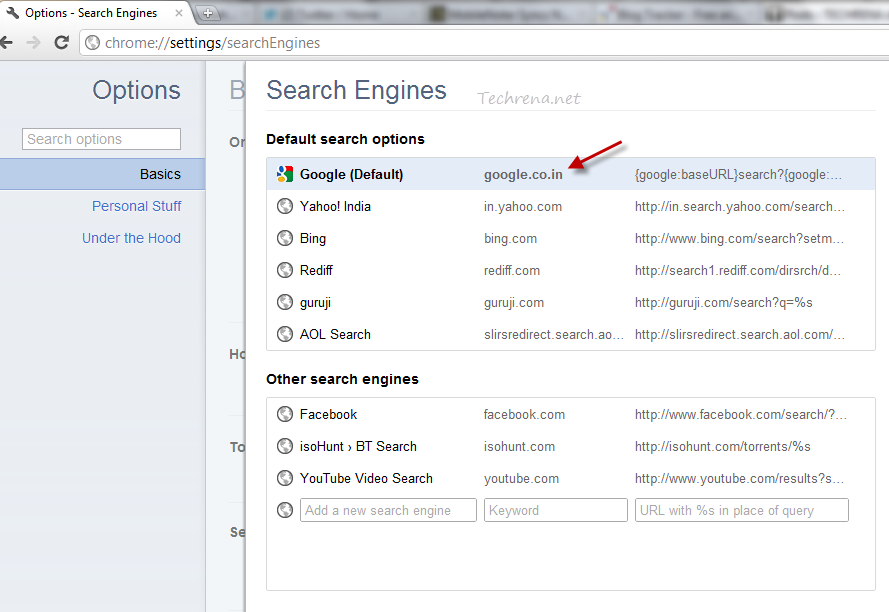 how to make google chrome default search engine on mac