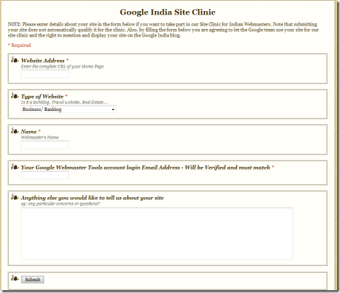 Google India Site Clinic For WebMasters