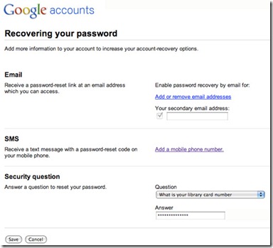 account password recovery