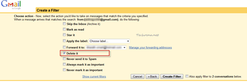 Gmail filter advanced settings