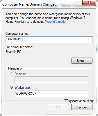 Computer name and domain changes