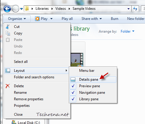 Details pane in Windows 7 explorer settings