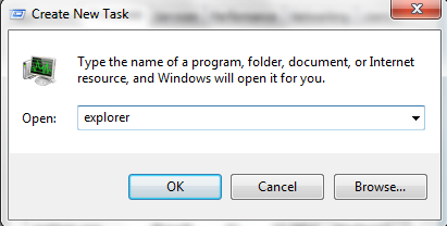 Explorer from Create New Task in Task Manager
