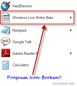 Program icon broken in Windows 7
