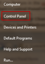 Control panel link in start-menu