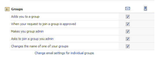 Edit groups notification settings