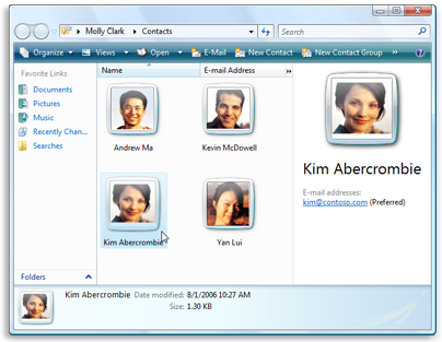 Windows 7 contacts