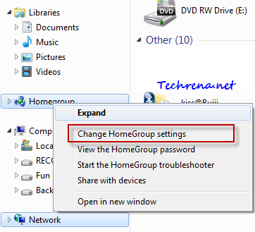 Homegroup right-click my computer