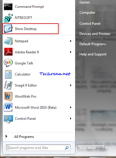 Desktop Computers  Windows on How To Add  Show Desktop  Icon In Windows 7  Vista And Xp   Techrena