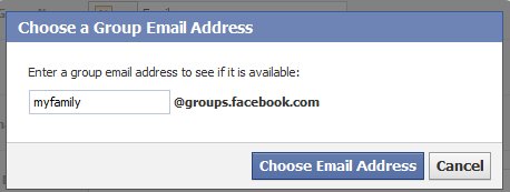 Choose group email address Facebook