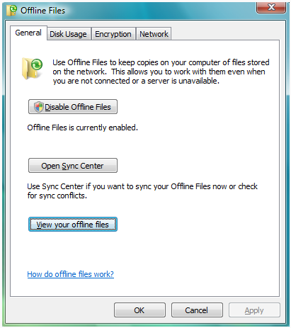Offline files enabled