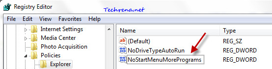 NoStartMenuMorePrograms in regedit
