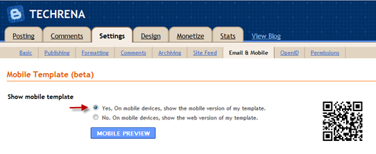Mobile Template in Blogger