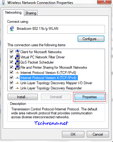 Wireless network connection properties