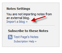 Notes settings in facebook page