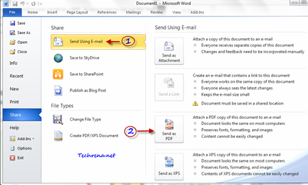 Send Email as PDF in office 2010