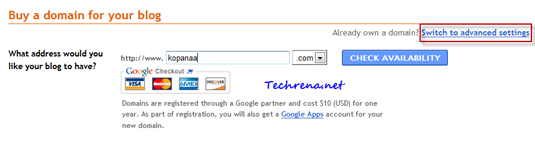 buy domain through blogger