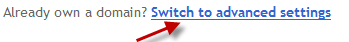 switch advanced settings in Blogger custom domain