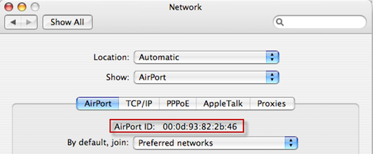 AirPort id in mac