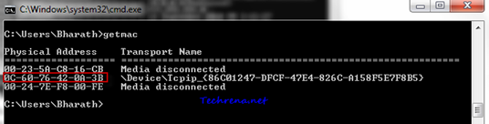 getmac command
