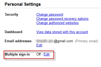 Google account personal settings