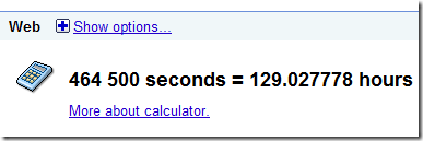 google calculator seconds to hours