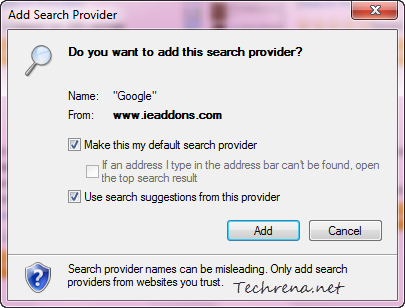 Add search provider IE