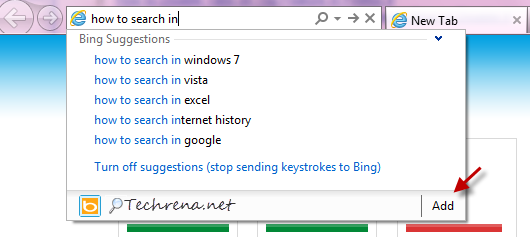 Bing search suggestions in IE9