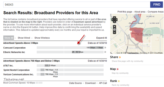 National broadband map USA