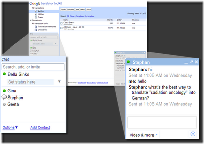 Chat Inside Translator Toolkit