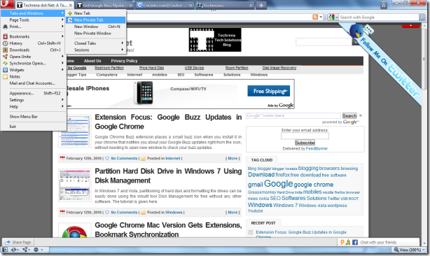 Opera 10.50 screen shot
