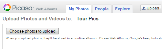 Upload photos to picasa