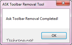 Ask Toolbar removal tool operation