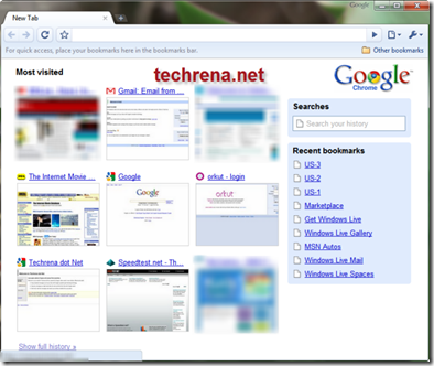 Google Chrome Most Visited site New Tab