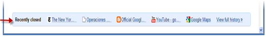 recently closed  tabs chrome