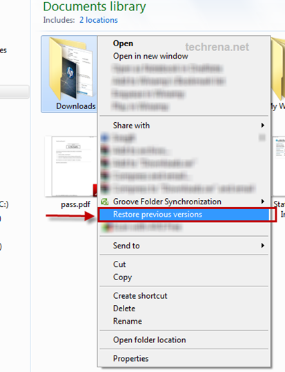 Restore Previous Versions in Windows 7