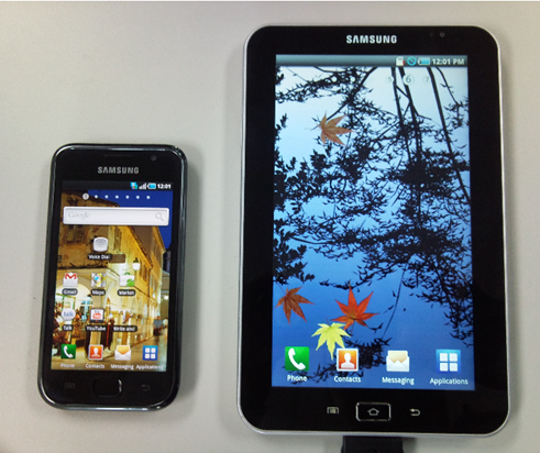 Samsung Galaxy tab galaxy phone comparision