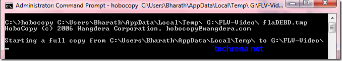Command prompt hobocopy