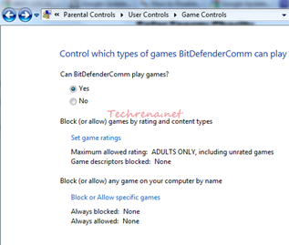 Game controls under parental controls windows 7