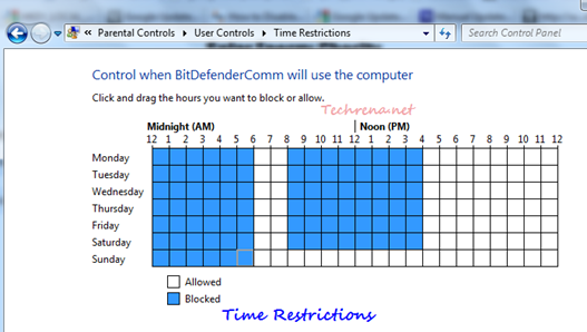 Time restrictions in parental controls windows 7
