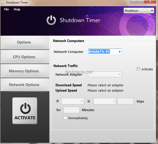 Shutdown timer by network traffic