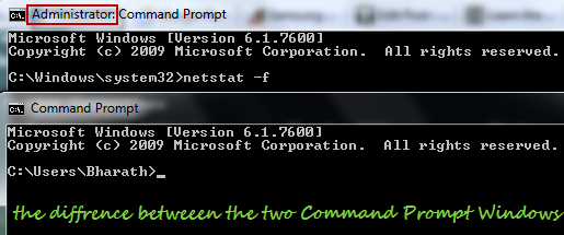 Difference between the command prompt windows 