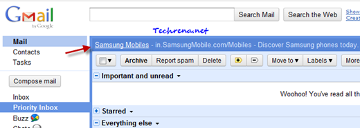 Web clips inside gmail inbox