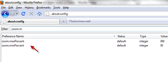 Max and min zoom level settings in Firefox