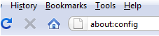 About:config in the Firefox address bar